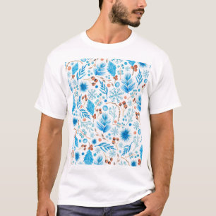 Blue Christmas Pattern T-Shirt