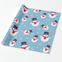 Blue Christmas Pattern With Snowmen And Snowflakes