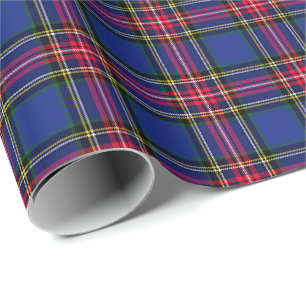Blue Christmas Plaid Wrapping Paper