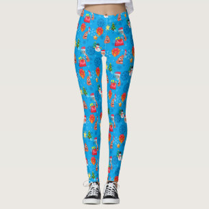 blue christmas poop emoji leggings
