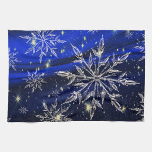 Blue Christmas snow Kitchen Towel