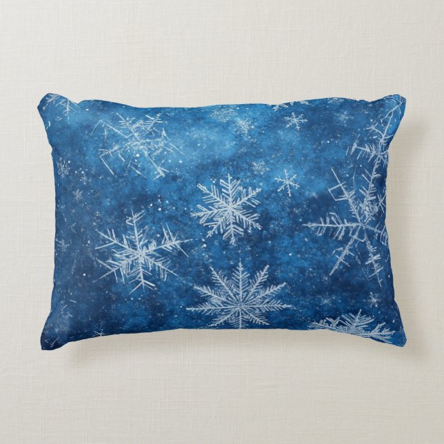 Blue Christmas Snowflake  Accent Pillow (Front)