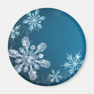 Blue Christmas snowflake background Magnet