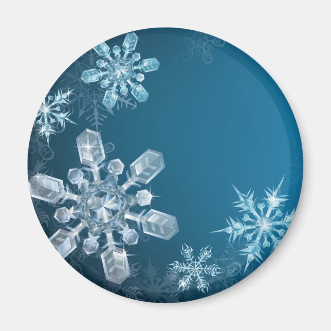 Blue Christmas snowflake background Magnet (Front)