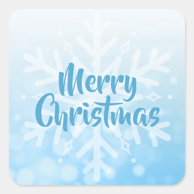 Blue Christmas Snowflake Square Sticker (Front)