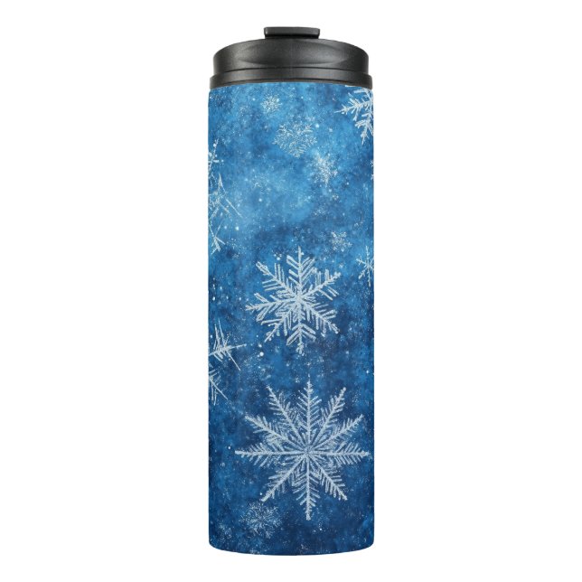 Blue Christmas Snowflake  Thermal Tumbler (Front)