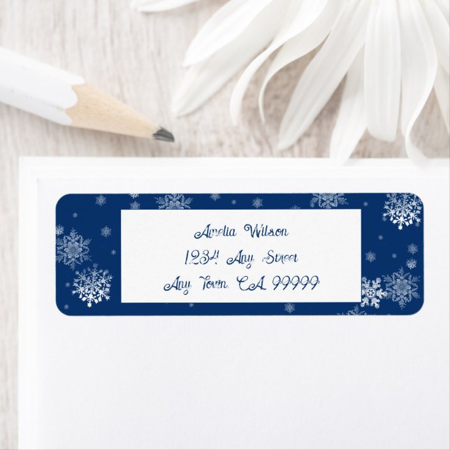 Blue Christmas Snowflakes Label (Insitu)