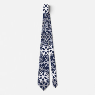 Blue Christmas Snowflakes Pattern Tie