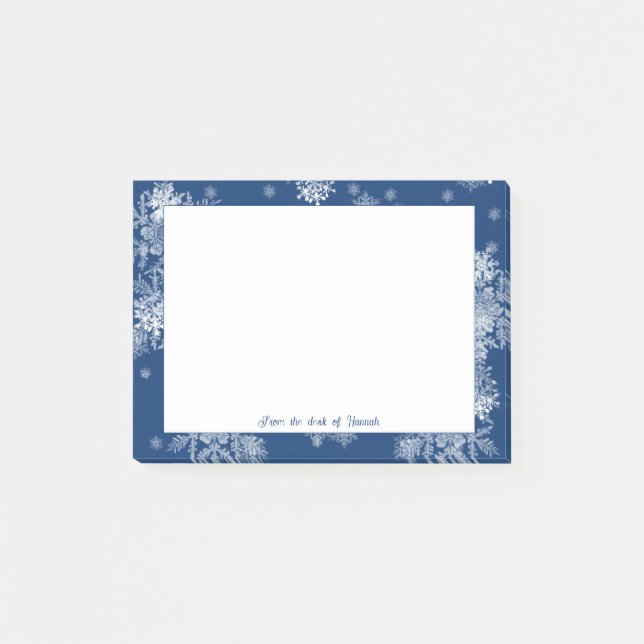 Blue Christmas Snowflakes Personalized Notes (Front)
