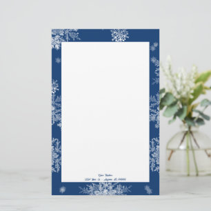 Blue Christmas Snowflakes Personalized Stationery
