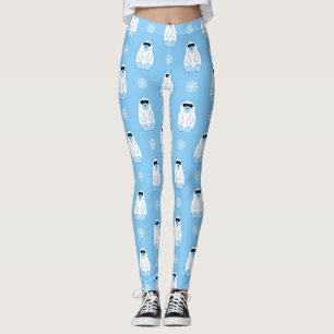 blue christmas snowflakes polar bear leggings