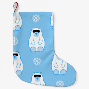 blue christmas snowflakes polar bear small christmas stocking