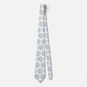 Blue Christmas Snowflakes, Winter Blizzard Pattern Tie