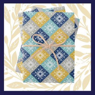 Blue Christmas Snowflakes Wrapping Paper Sheet
