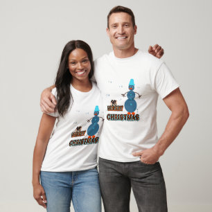 Blue Christmas snowman T-Shirt
