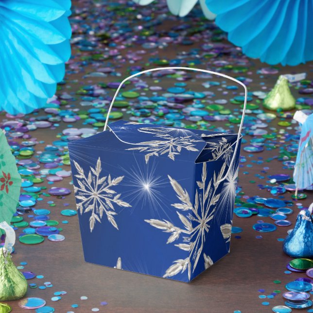 Blue Christmas stars with white ice crystal Favor Box (Party)