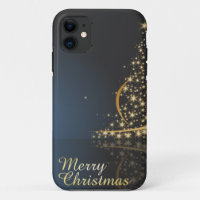 Blue Christmas Theme with golden Christmas Tree