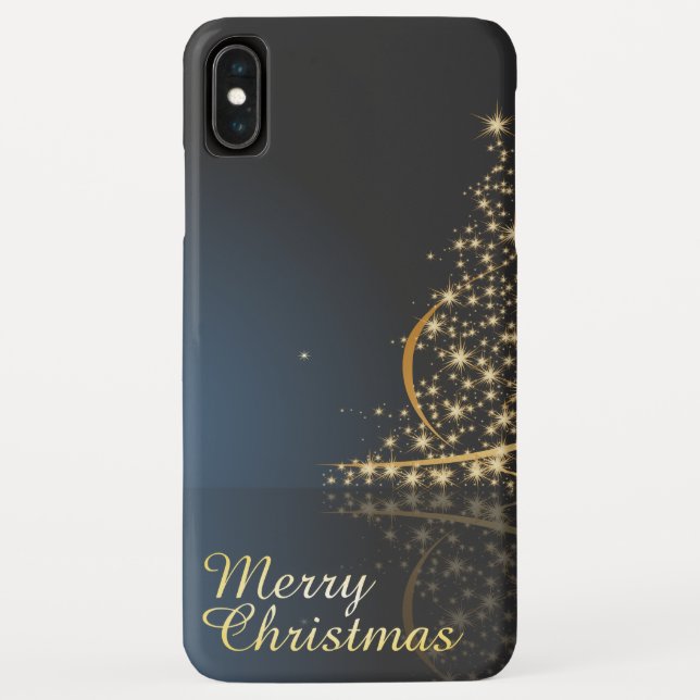 Blue Christmas Theme with golden Christmas Tree Case-Mate iPhone Case (Back)