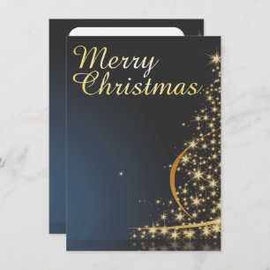 Blue Christmas Theme with golden Christmas Tree Invitation