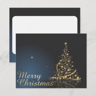 Blue Christmas Theme with golden Christmas Tree Invitation