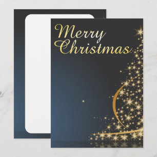 Blue Christmas Theme with golden Christmas Tree Invitation