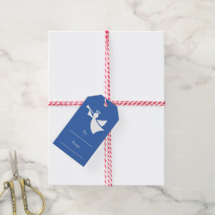 Blue Christmas to and from gift tags with string