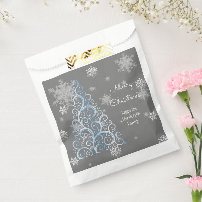 Blue Christmas Tree and Snowflakes Favour Bag (Sealed)