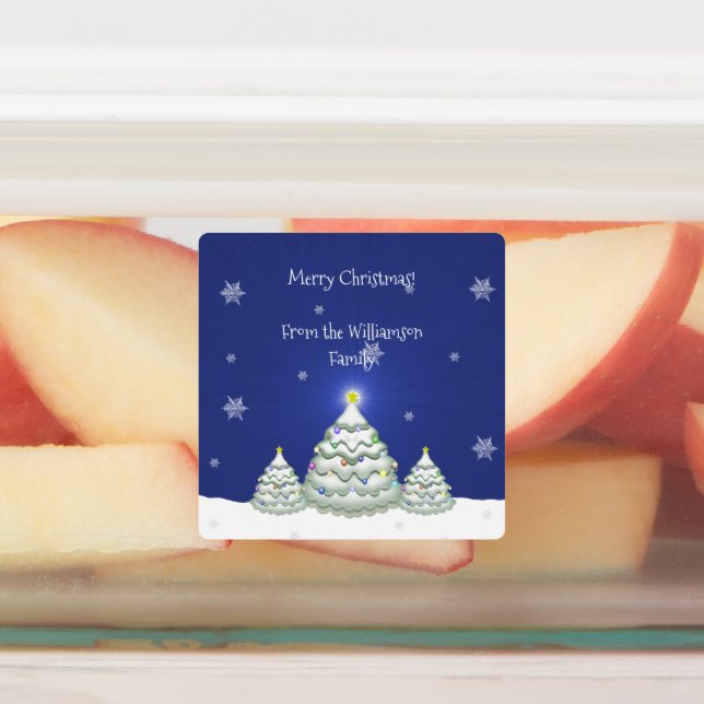 Blue Christmas Tree Baking Label (Affixed)