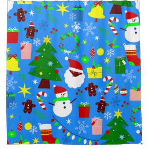 blue christmas tree black santa