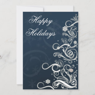 blue Christmas Tree  Business Holiday Greetings Card