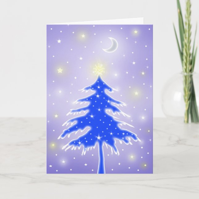 Blue Christmas Tree Card (Front)