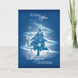 Blue Christmas Tree Christmas Holiday Card