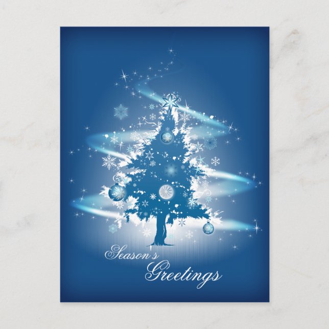 Blue Christmas Tree Christmas Holiday Postcard (Front)