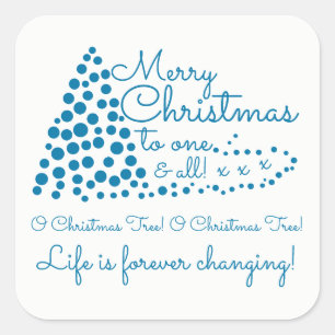 Blue Christmas Tree, Festive Square Sticker