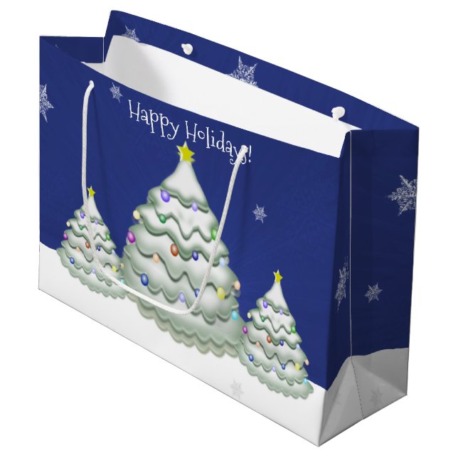 Blue Christmas Tree Gift Bag (Front Angled)