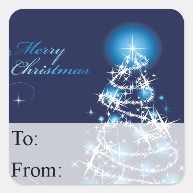 Blue Christmas Tree Gift Tag (Front)