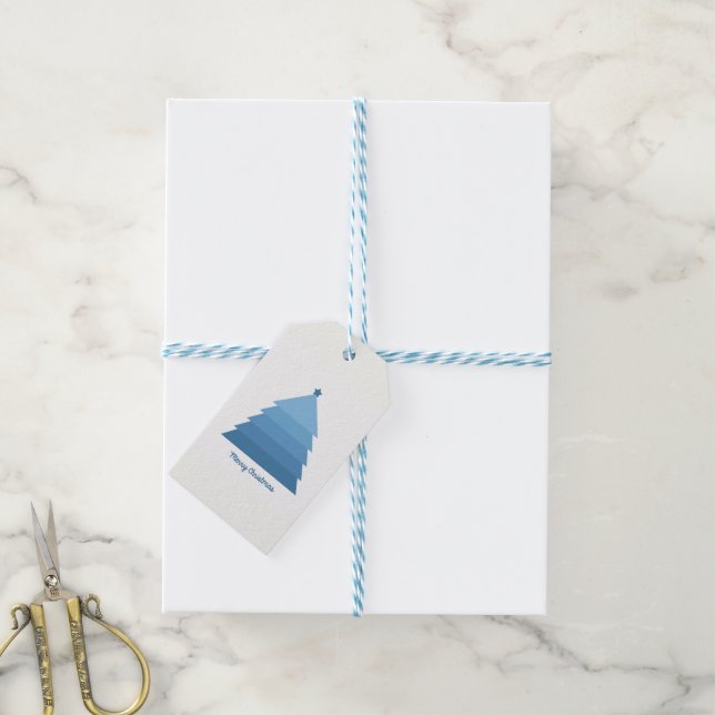 Blue Christmas Tree Gift Tags (With Twine)