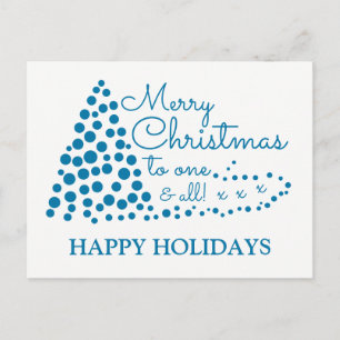 Blue Christmas Tree, Happy Holidays Holiday Postca