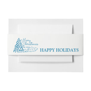 Blue Christmas Tree, Happy Holidays Invitation Bel Belly Band
