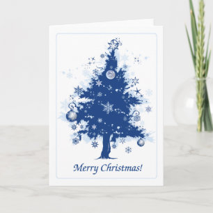 Blue Christmas Tree Holiday Card