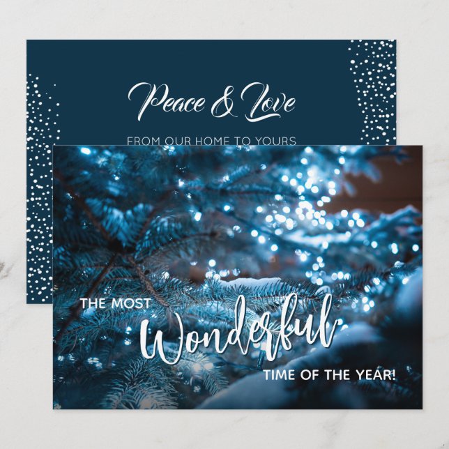 Blue Christmas Tree Holiday Card (Front/Back)