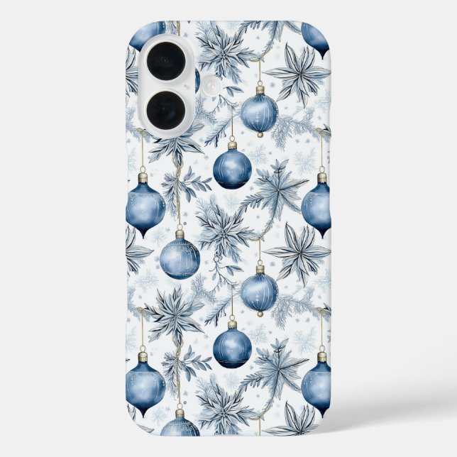Blue Christmas Tree Ornaments Pattern Case-Mate iPhone Case (Back)