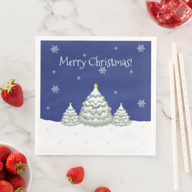 Blue Christmas Tree Paper Napkin (Insitu)