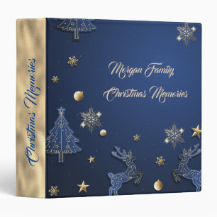 Blue Christmas Tree Reindeer Binder