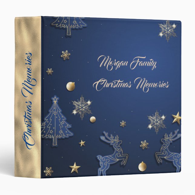 Blue Christmas Tree Reindeer Binder (Front/Spine)