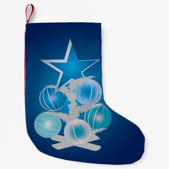 Blue Christmas tree Small Christmas Stocking (Front)