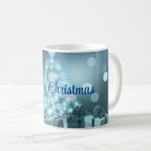 Blue Christmas Tree, Snowflake Coffee Mug