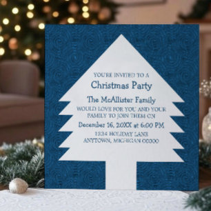 Blue Christmas Tree Swirls Party Invite