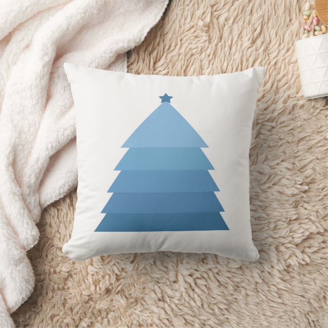 Blue Christmas Tree Throw Pillow (Blanket)