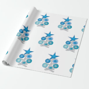 Blue Christmas tree Wrapping Paper